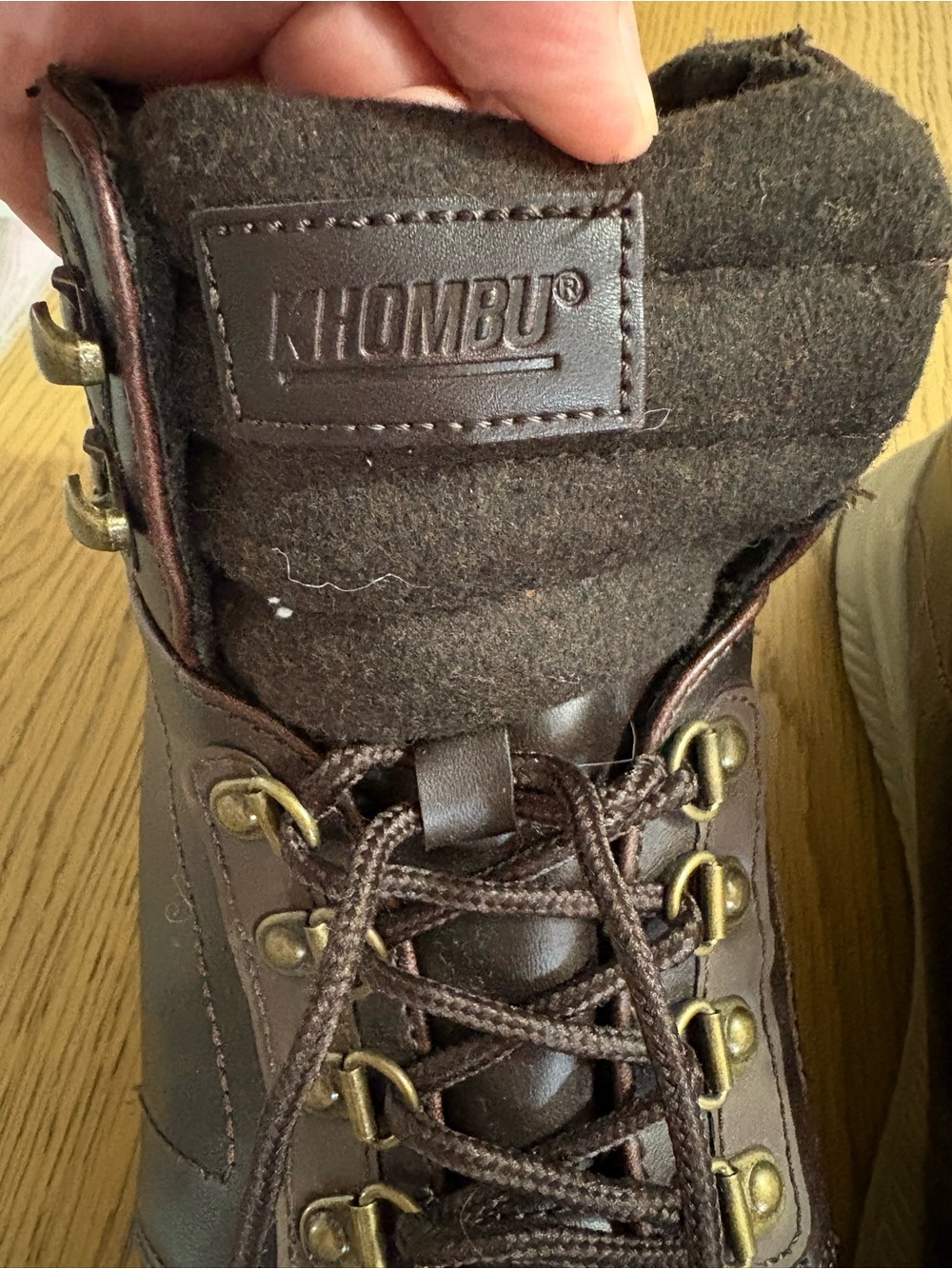 Khombu Brown Leather Lace-Up Hiking Boots - Picture 2 of 10